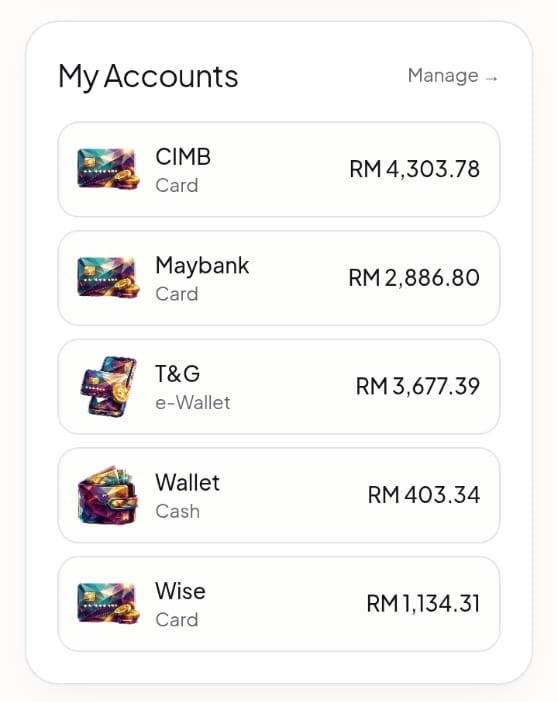 Accounts in one view.