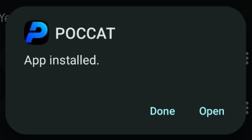 App installed confirmation