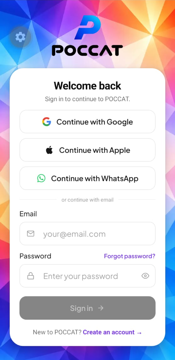 POCCAT home screen after install