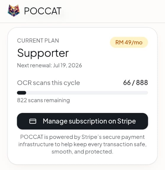 Managed by Stripe.